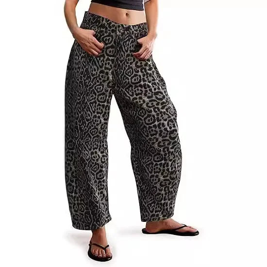 Leopard Print High Waist Jeans