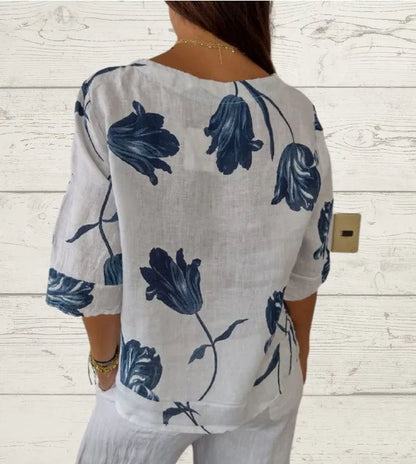 Meadow Breeze Cotton Linen Blouse