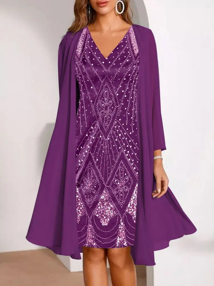 Vintage Elegance Chiffon Dress Set