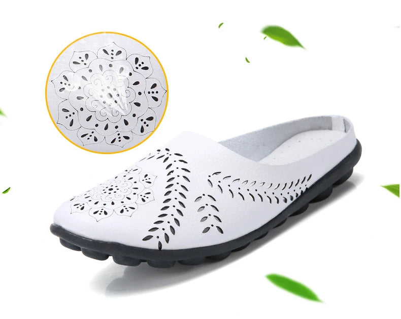 Breezy Chic Leather Slip-On Mules