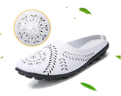 Breezy Chic Leather Slip-On Mules