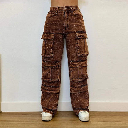 Bright Drill High Waist Work Jeans