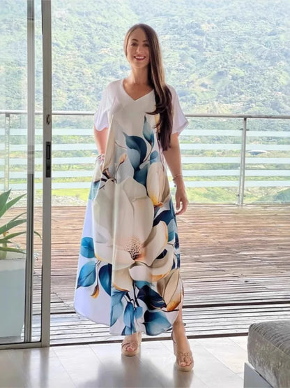 Bohemian V Neck Floral Maxi Dress