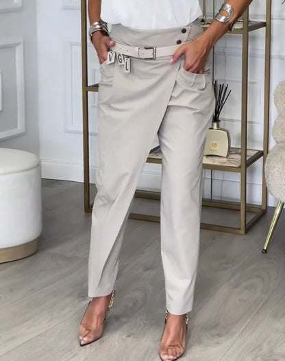Asymmetric High Waist Suit Pants