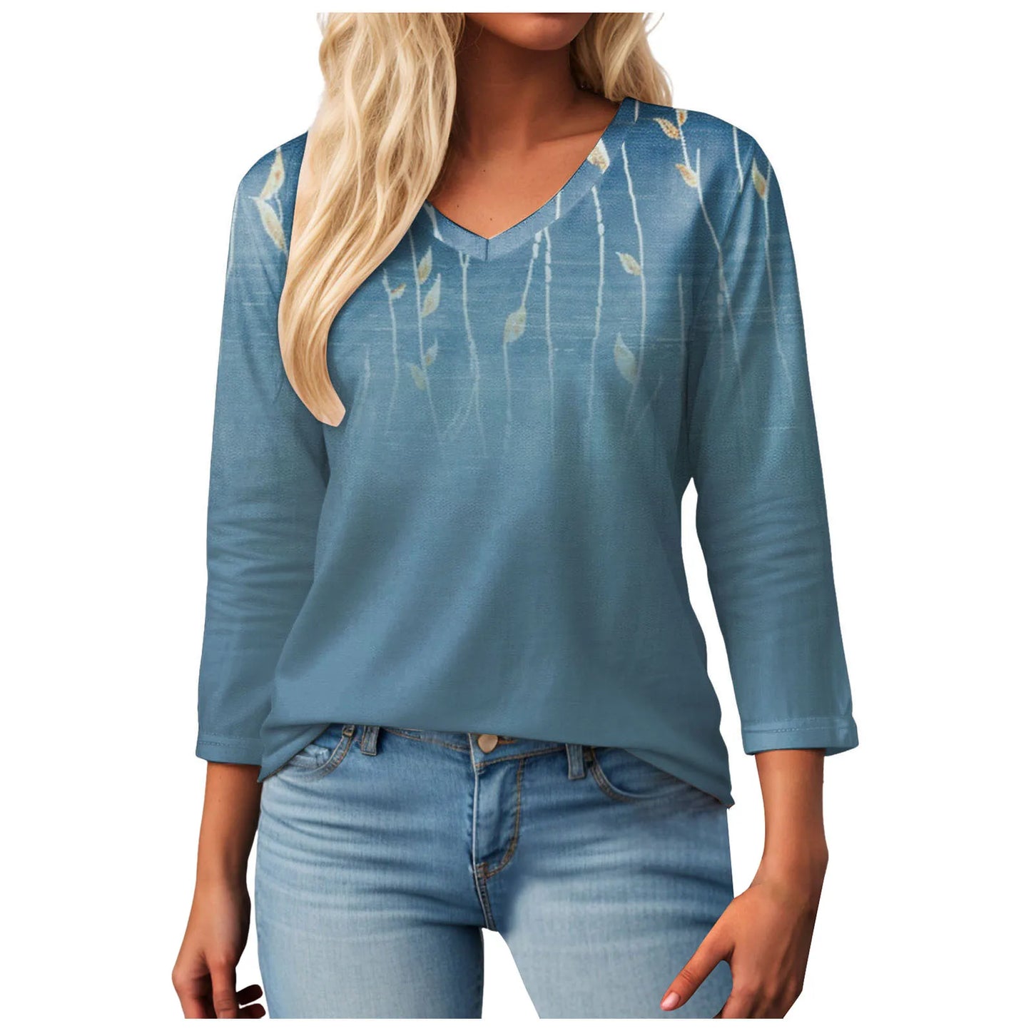 Casual V-Neck Floral Tee