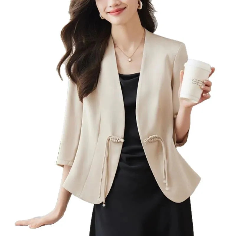Slim Fit Short Sleeve Blazer Top