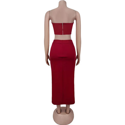 Midnight Bloom Lace-Up Skirt Set