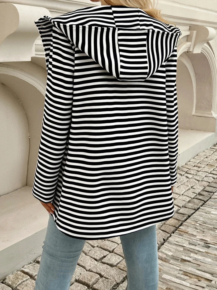 Sweet Aura Striped Hooded Cardigan