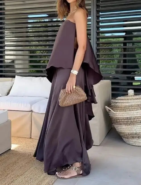 Elegant Strapless Top & Skirt Set