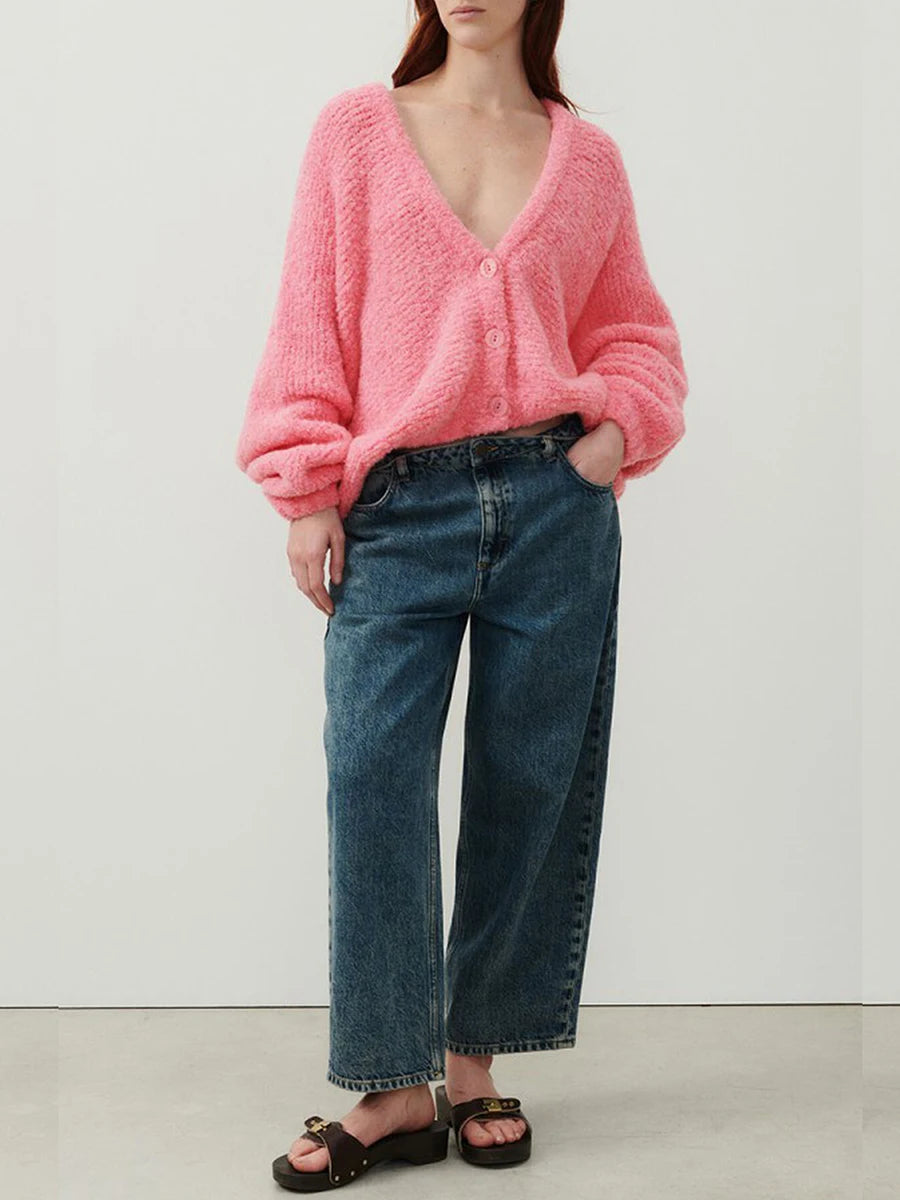 Cozy Vibe Fuzzy Button-Up Cardigan