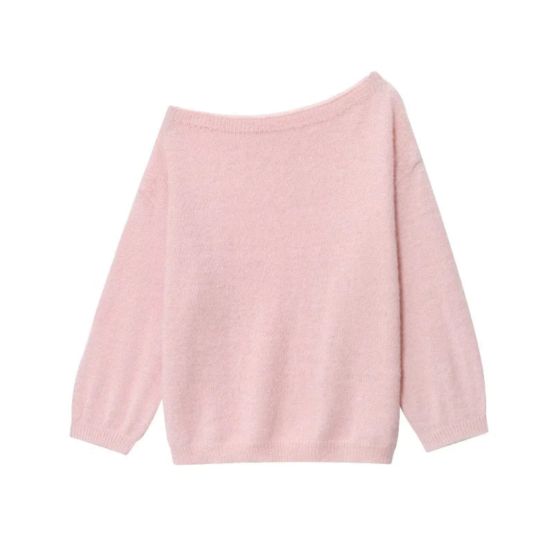 French Off-Shoulder Knit Sweater Soft, Chic & Elegant
