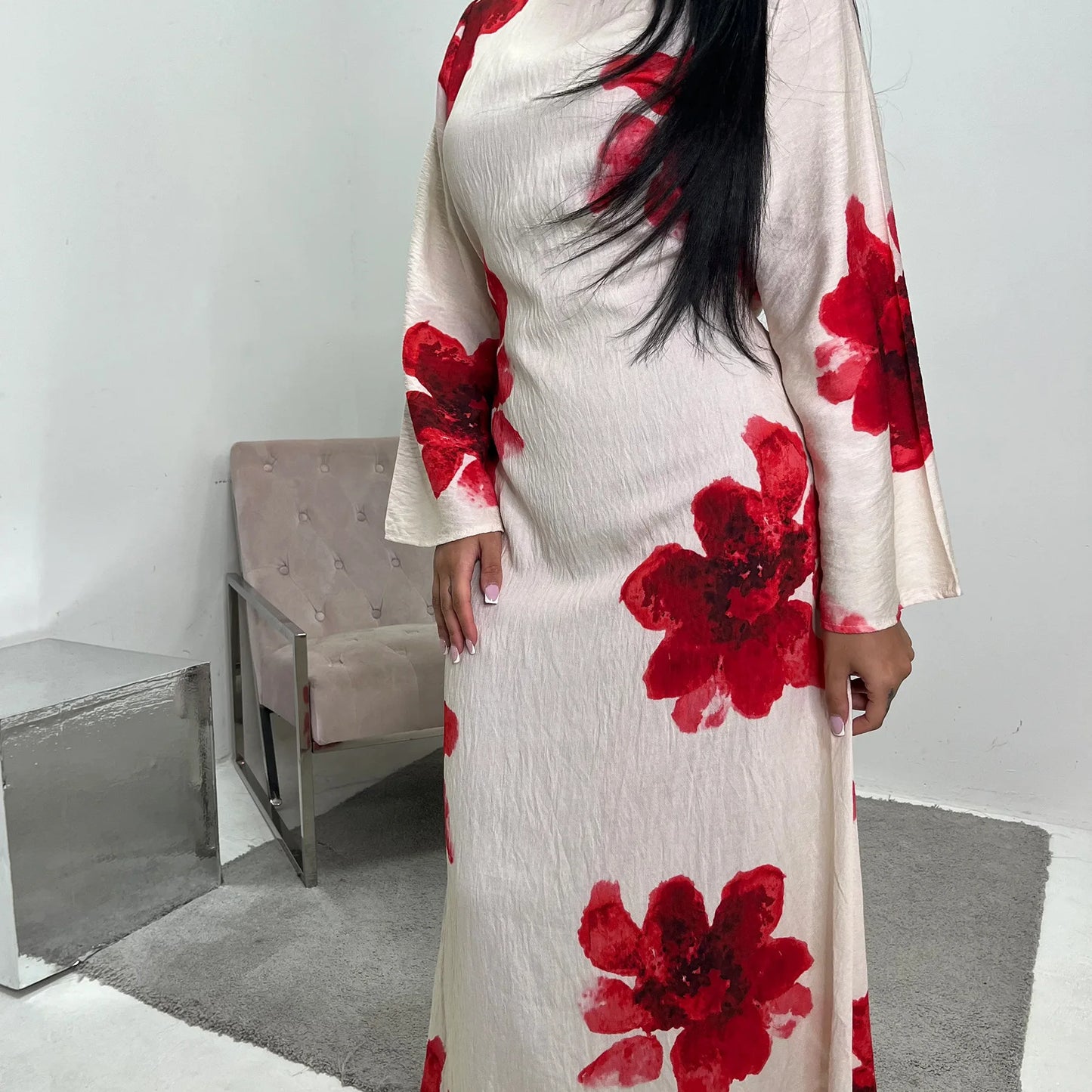 Floral Grace Modest Kaftan Dress