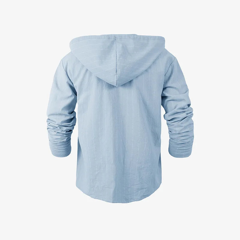Striped Hooded Linen Shirt