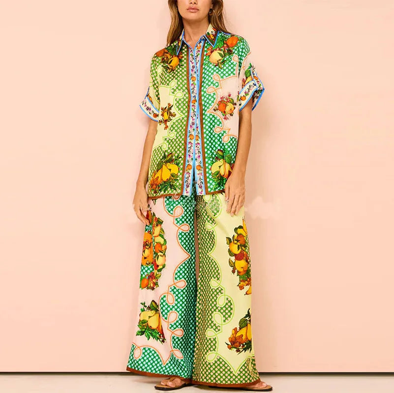 Graffiti Print Casual Two-Piece