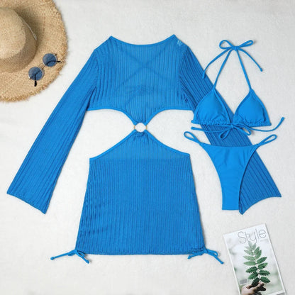 3-Piece Crochet Bikini & Cover-Up Set