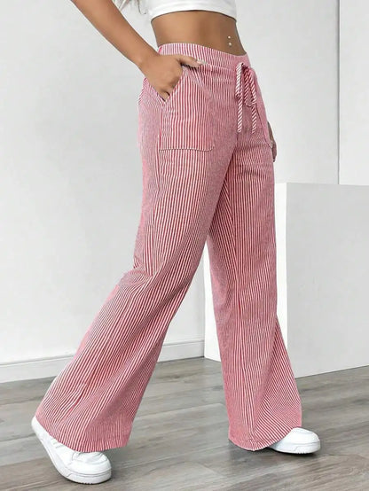 Striped Wide Leg High Waist Pants