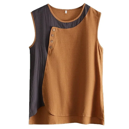 Asymmetric Cotton Linen Top
