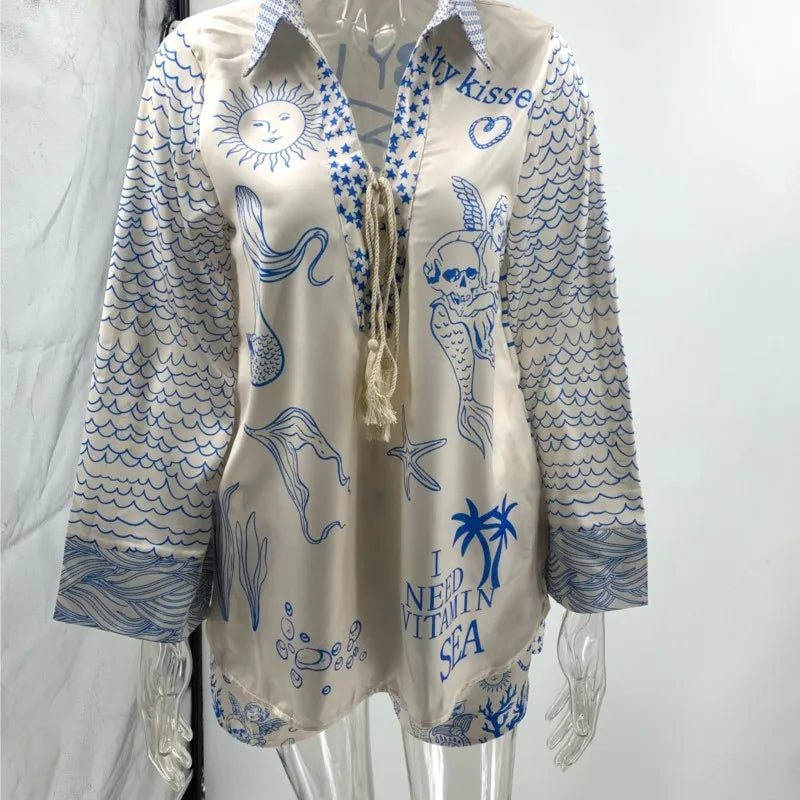 Satin Aura Vacation Shorts Set