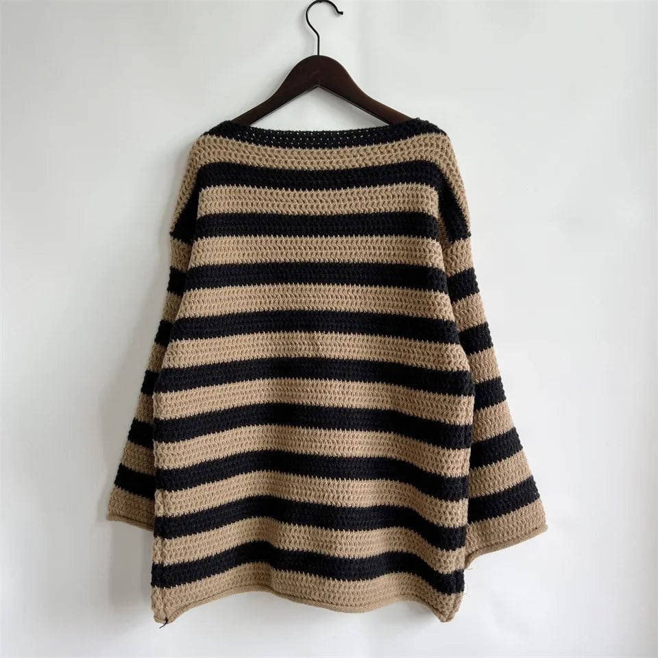 Autumn Stripes V-Neck Knit Pullover