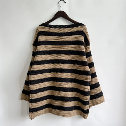 Autumn Stripes V-Neck Knit Pullover