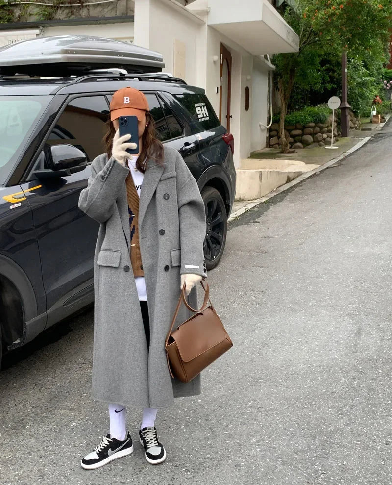 Double-Breasted Woolen Coat