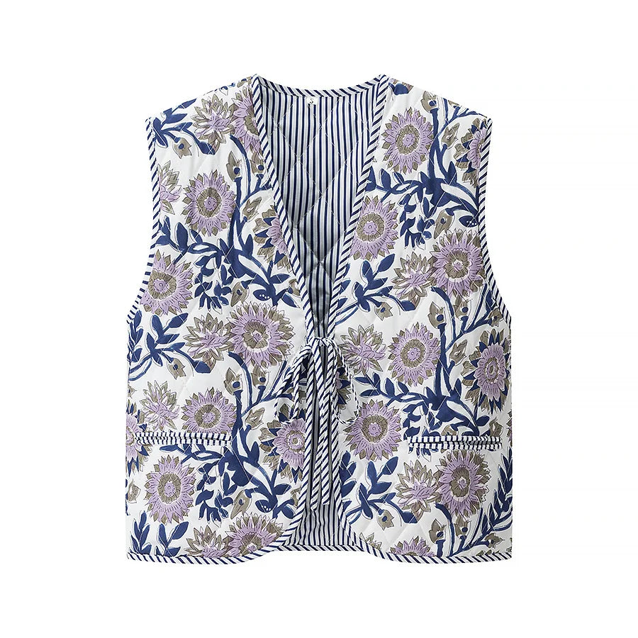 Chic Contrast Lace-Up Crop Vest