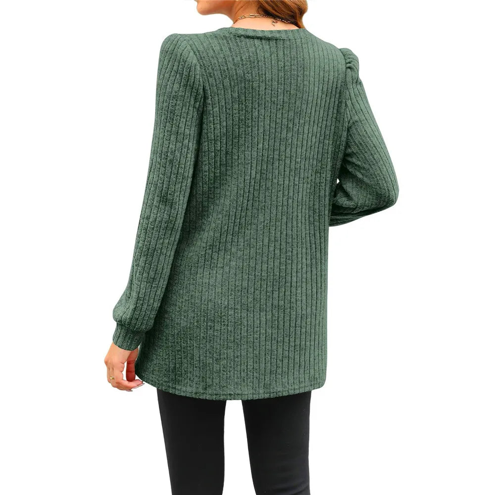 Puff Sleeve Stripe Pullover Blouse