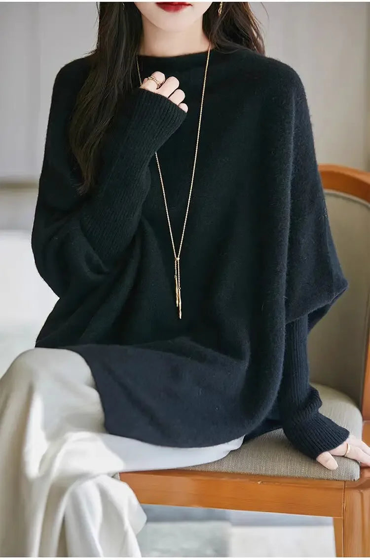 Batwing Sleeve Irregular Knit Sweater