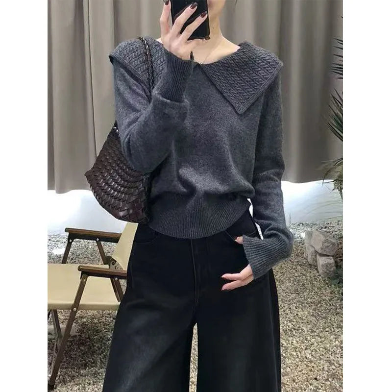Women’s Woolen Collared Sweater —  Knitwear