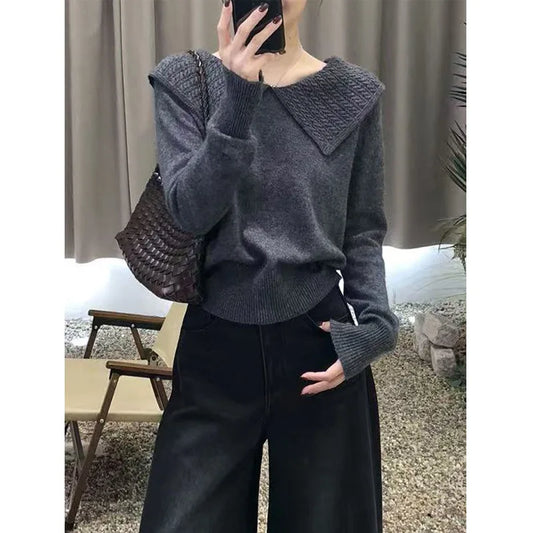 Women’s Woolen Collared Sweater —  Knitwear