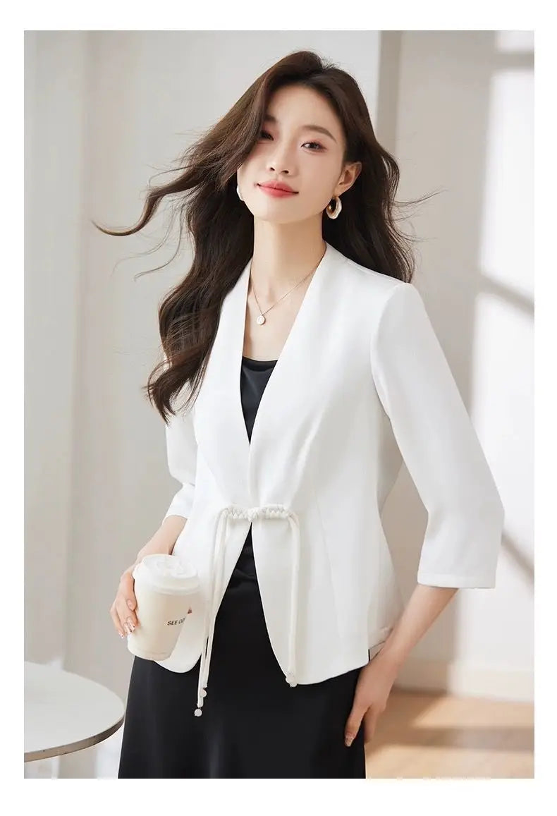 Slim Fit Short Sleeve Blazer Top