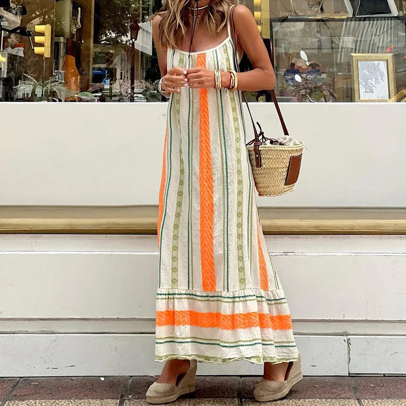 Boho Breeze Strappy Vacation Maxi Dress