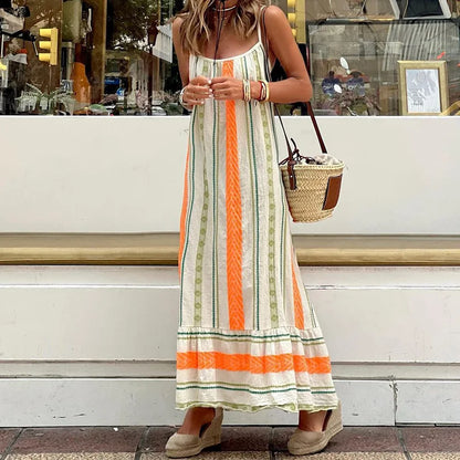 Boho Breeze Strappy Vacation Maxi Dress