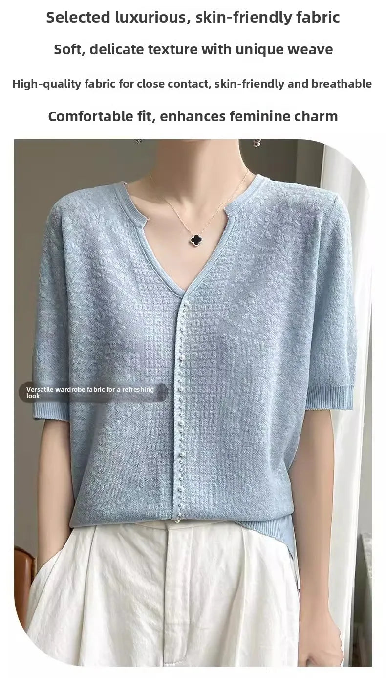 V-Neck Knitted Summer Top