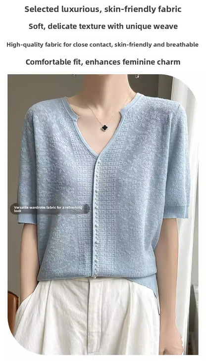 V-Neck Knitted Summer Top