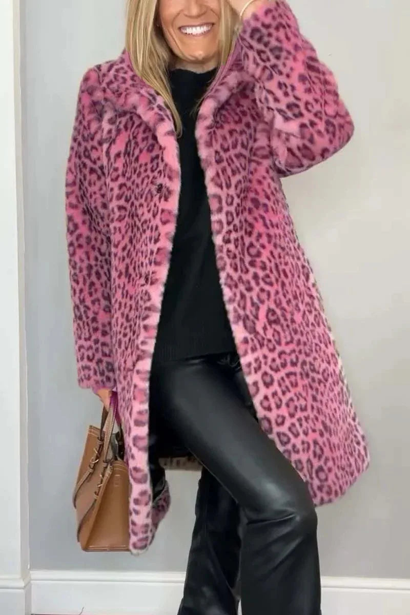Leopard Print Faux Fur Coat — Bold, Warm & Elegant