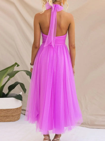 Chiffon Halter Neck Dress