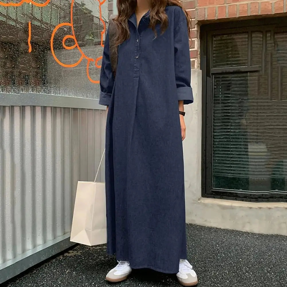 Oversized Korean Denim Maxi Dress