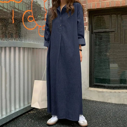 Oversized Korean Denim Maxi Dress