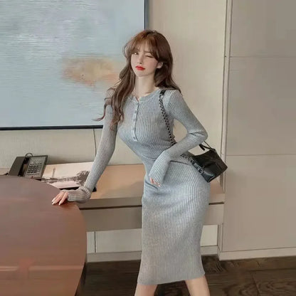 V-Neck Crochet Midi Dress