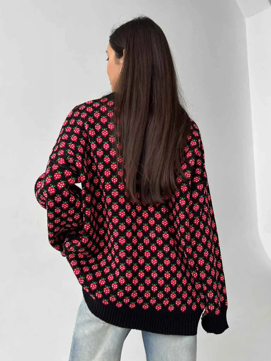 Cozy Strawberry Knit Sweater