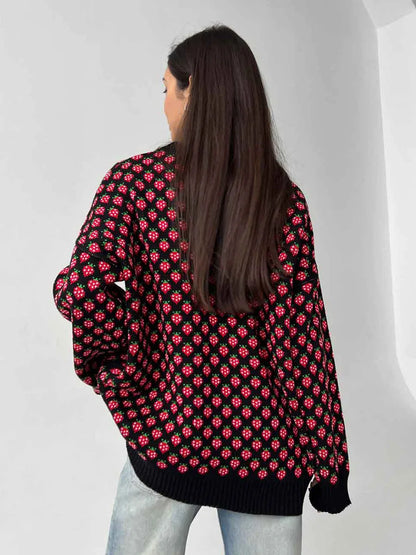 Cozy Strawberry Knit Sweater