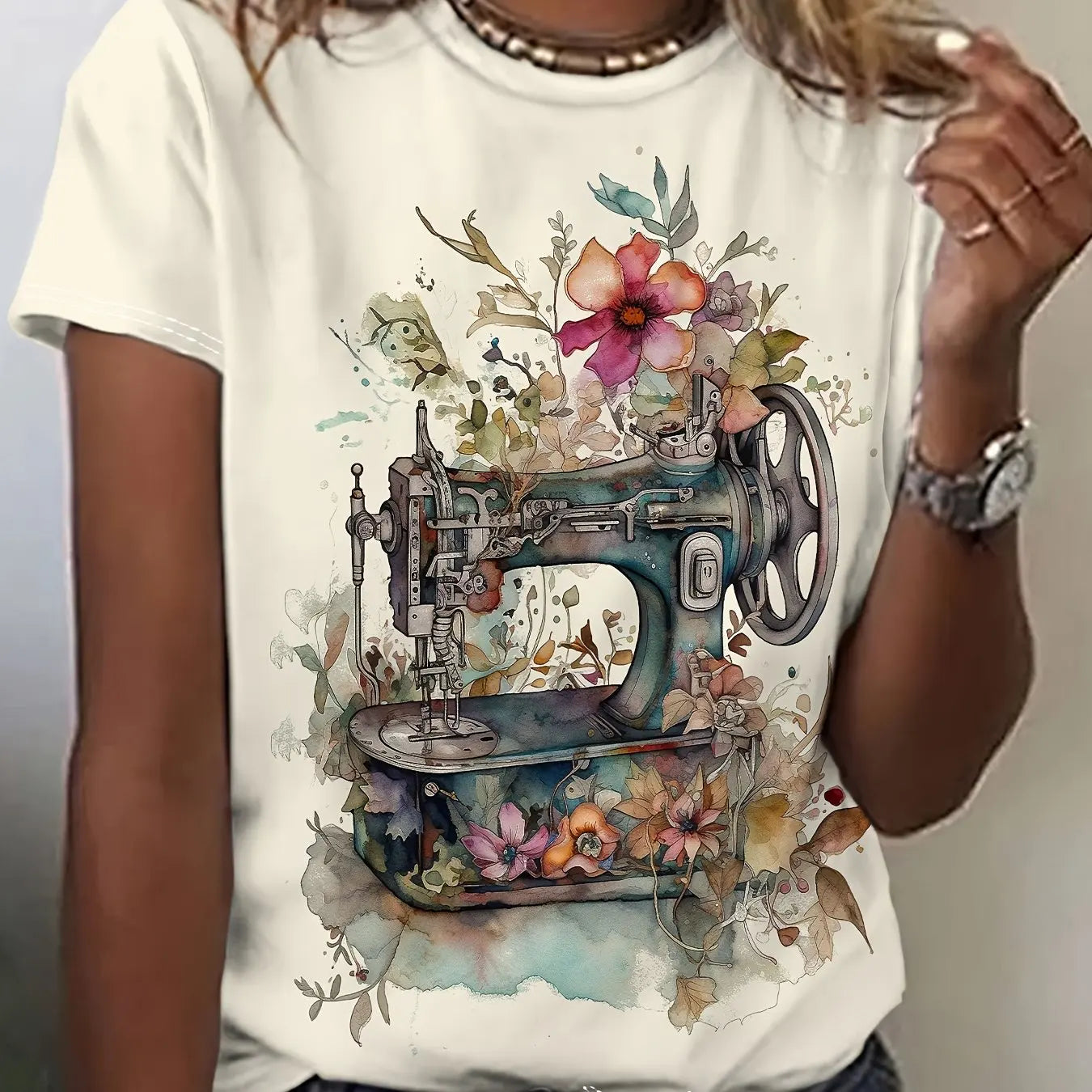 Elegant Floral Slim T-Shirt