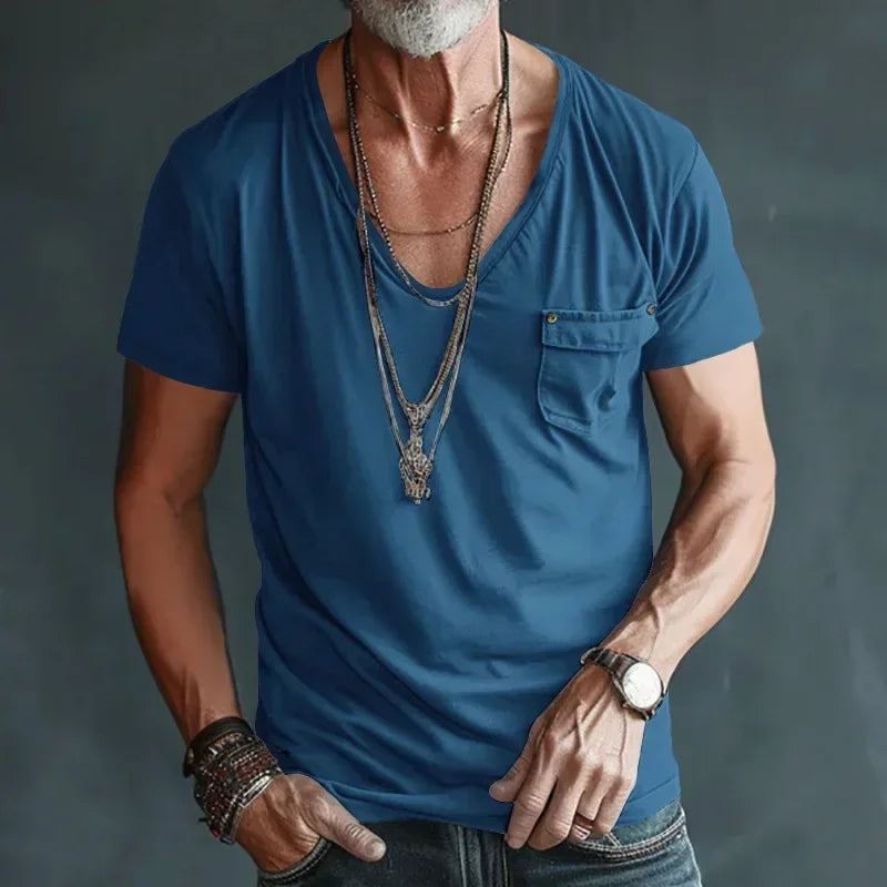 Men’s U-Neck Solid Casual T-Shirt