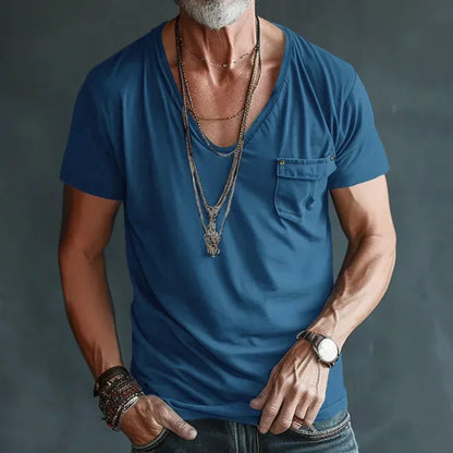 Men’s U-Neck Solid Casual T-Shirt