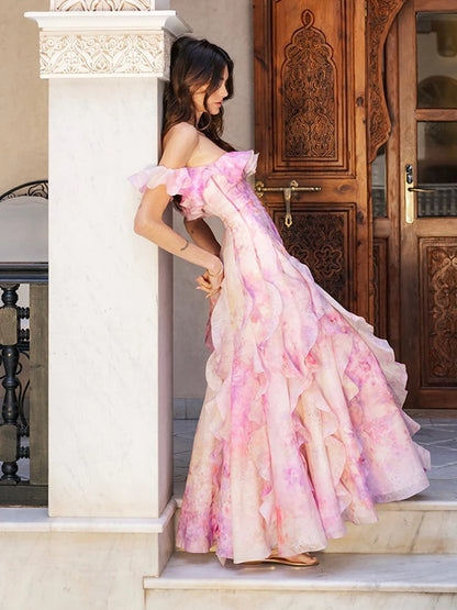 Parisian Breeze Off-Shoulder Maxi Dress