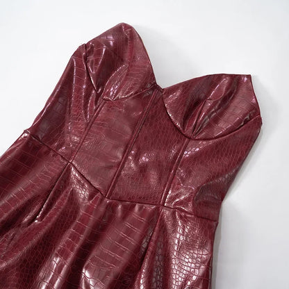 Midnight Luxe Strapless Leather Dress