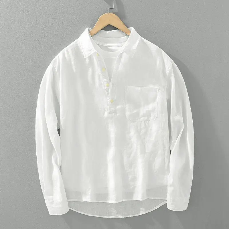 Japanese Retro Linen Pullover Shirt