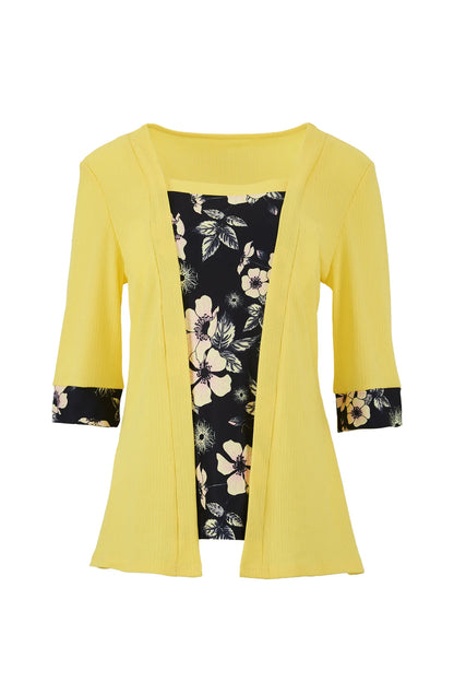 Layered Bloom Splice Casual Top