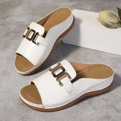 Summer Stride Chunky Wedge One-Shoulder Slippers